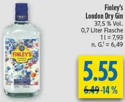 diska Finley's London Dry Gin Angebot