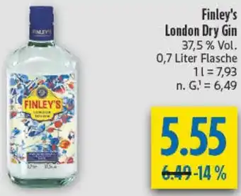 diska Finley's London Dry Gin Angebot