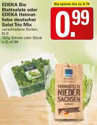 WEZ EDEKA Bio Blattsalate oder EDEKA Heimatliebe deutscher Salat Trio Mix Angebot