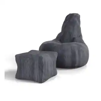 Netto Marken-Discount Juskys Sitzsack Chillex XL mit Hocker - Cord Sessel Erwachsene - Gaming & Lesesessel - Dunkelgrau Angebot