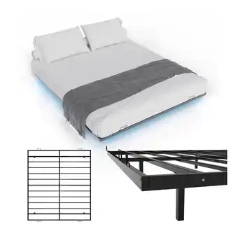 Netto Marken-Discount Juskys Metallbett Palamos 180x200 cm mit Lattenrost & LED Beleuchtung - Schwebebett, Bett - Schwarz Angebot