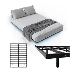Netto Marken-Discount Juskys Metallbett Palamos 140x200 cm mit Lattenrost & LED Beleuchtung - Schwebebett, Bett - Schwarz Angebot