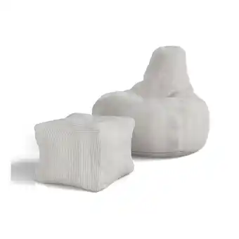 Netto Marken-Discount Juskys Sitzsack Chillex L mit Hocker - Cord Sessel Erwachsene - Gaming & Lesesessel - Beige Angebot