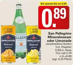 WEZ San Pellegrino Mineralwasser oder Limonade Angebot