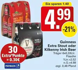 WEZ Guinness Extra Stout oder Kilkenny Irish Beer Angebot