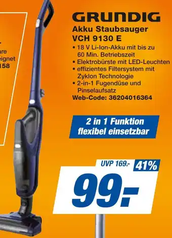 expert Techno Land GRUNDIG Akku Staubsauger VCH 9130 E Angebot