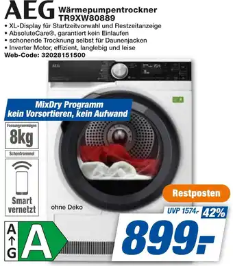 expert Techno Land AEG Wärmepumpentrockner TR9XW80889 Angebot