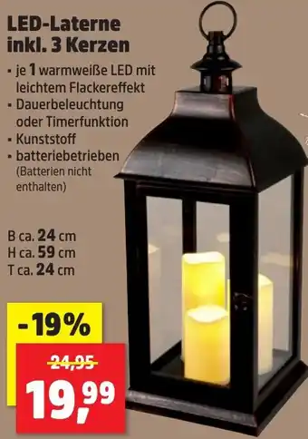 Thomas Philipps LED-Laterne inkl. 3 Kerzen Angebot