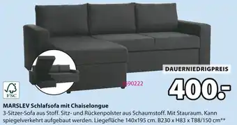 Jysk MARSLEV Schlafsofa mit Chaiselongue Angebot