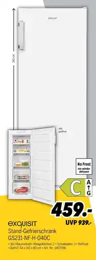 MEDIMAX Exquisit stand-gefrierschrank gs231-nf-h-040c Angebot