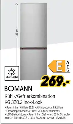 MEDIMAX Bomann kühl-/gefrierkombination kg 320.2 inox-look Angebot