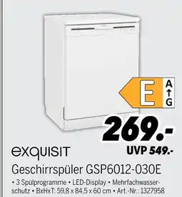 MEDIMAX Exquisit geschirrspüler gsp6012-030e Angebot