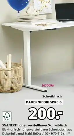 Jysk SVANEKE höhenverstellbarer Schreibtisch Angebot