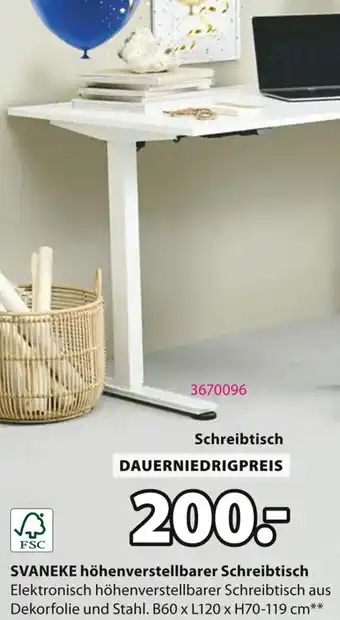 Jysk SVANEKE höhenverstellbarer Schreibtisch Angebot