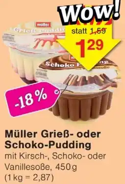 Wiglo Wunderland Müller Grieß- oder Schoko-Pudding Angebot