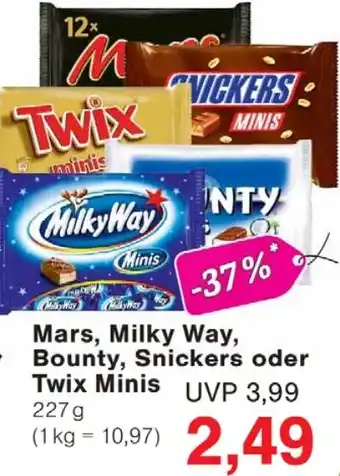 Wiglo Wunderland Mars, Milky Way, Bounty, Snickers oder Twix Minis Angebot