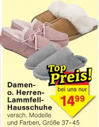 Wiglo Wunderland Damen- o. Herren- Lammfell- Hausschuhe Angebot