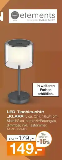Möbel Inhofer Elements designed by bankamp led-tischleuchte klara Angebot