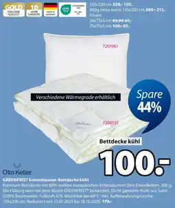Jysk Otto Keller GREENFIRST Entendaunen-Bettdecke kühl Angebot