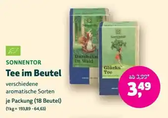 Biomarkt SONNENTOR Tee im Beutel Angebot