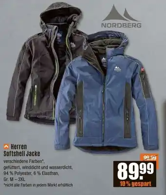 V Baumarkt NORDBERG Herren Softshell Jacke Angebot