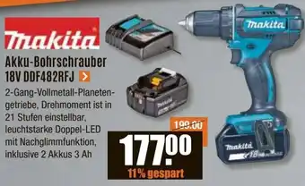 V Baumarkt Makita Akku-Bohrschrauber 18V DDF482RFJ Angebot