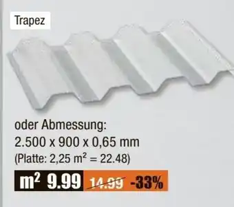 V Baumarkt Polycarbonat-Wellplatte Suntuf Trapez 70/18 oder Sinus 76/18 2.500x900x0.65 mm Angebot