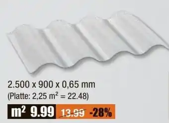 V Baumarkt Polycarbonat-Wellplatte Suntuf Trapez 70/18 oder Sinus 76/18 2.500x900x0.65 mm Angebot