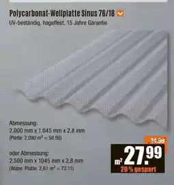 V Baumarkt Polycarbonat-Wellplatte Sinus 76/18 Angebot