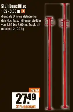 V Baumarkt Stahlbaustütze 1,65 - 3,00 m Angebot