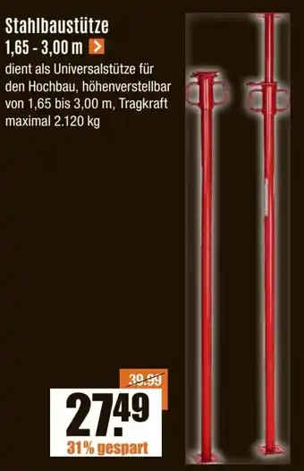 V Baumarkt Stahlbaustütze 1,65 - 3,00 m Angebot