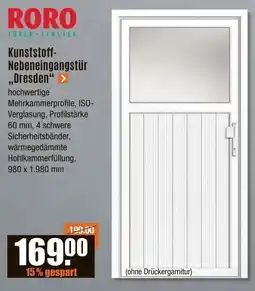 V Baumarkt RORO Kunststoff- Nebeneingangstür „Dresden" Angebot
