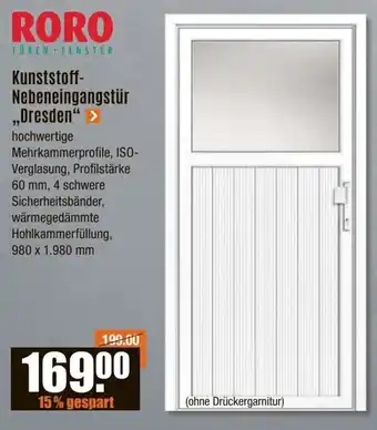 V Baumarkt RORO Kunststoff- Nebeneingangstür „Dresden" Angebot