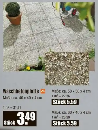 V Baumarkt Waschbetonplatte ca. 50 x 50 x 4 cm Angebot