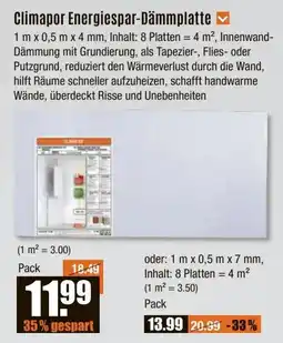 V Baumarkt Climapor Energiespar-Dämmplatte Angebot