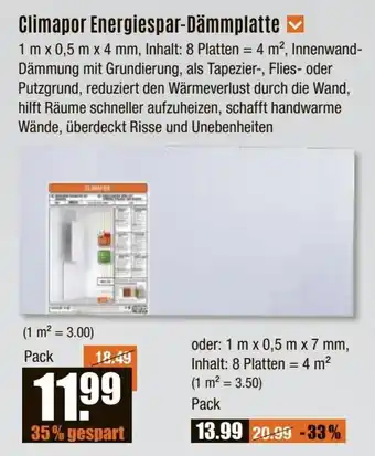 V Baumarkt Climapor Energiespar-Dämmplatte Angebot