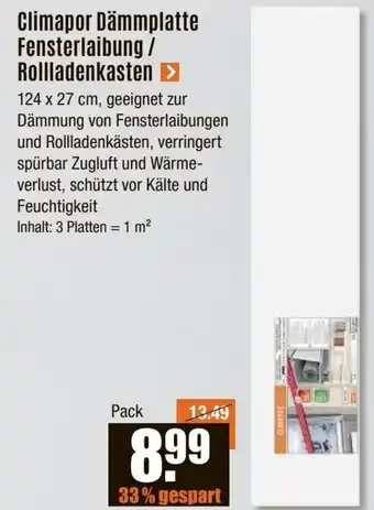 V Baumarkt Climapor Dämmplatte Fensterlaibung / Rollladenkasten Angebot