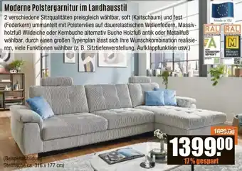 V Baumarkt Moderne Polstergarnitur im Landhausstil Angebot