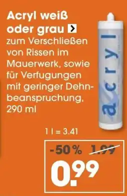 V Baumarkt Acryl weiß oder grau Angebot