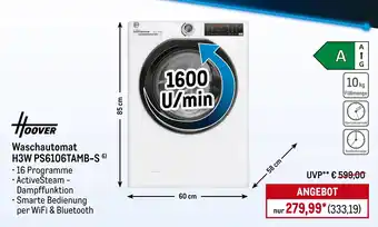 METRO HOOVER Waschautomat H3W PS6106TAMB-S Angebot