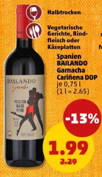 PENNY Spanien BAILANDO Garnacha Cariñena DOP Angebot