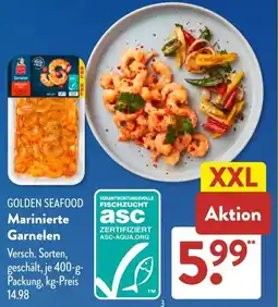 Aldi Süd GOLDEN SEAFOOD Marinierte Garnelen Angebot