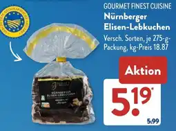 Aldi Süd GOURMET FINEST CUISINE Nürnberger Elisen-Lebkuchen Angebot