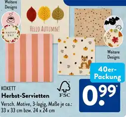 Aldi Süd KOKETT Herbst-Servietten 40er- Packung Angebot