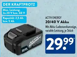Aldi Süd ACTIV ENERGY 20/40 V Akku Angebot