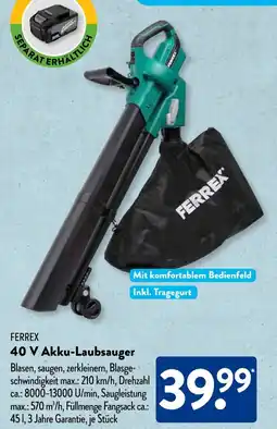 Aldi Süd FERREX 40 V Akku-Laubsauger Angebot