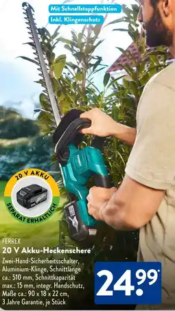 Aldi Süd FERREX 20 V Akku-Heckenschere Angebot