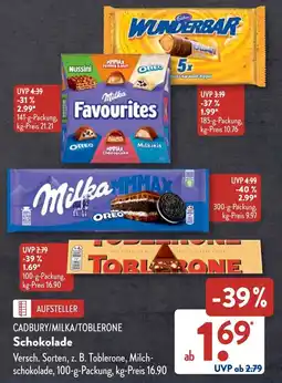 Aldi Süd CADBURY/MILKA/TOBLERONE Schokolade Angebot