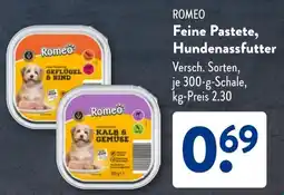 Aldi Süd ROMEO Feine Pastete, Hundenassfutter Angebot