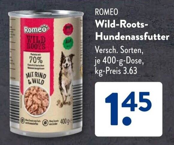 ROMEO Wild-Roots- Hundenassfutter 400 g Angebot bei Aldi Sd